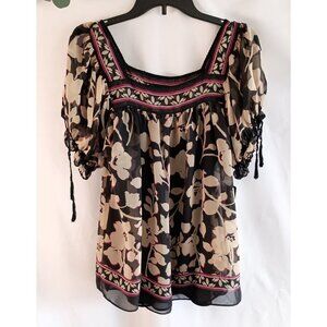 Nicole Miller Peasant Blouse NWT Square Neck Flowy Lined Size 8 Polyester